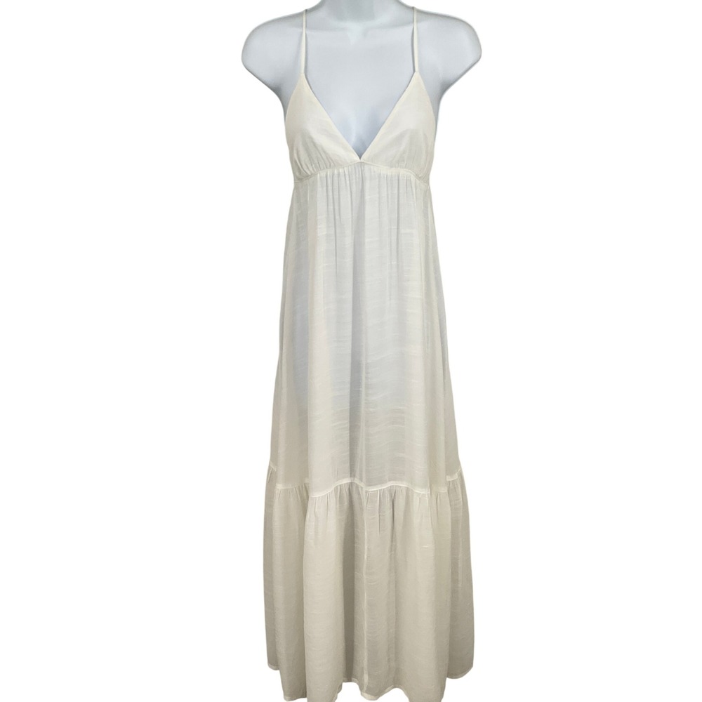 H&M Maxi‎ Dress Women Small White Boho Tiered Babydoll Ruffled Hem Ethereal